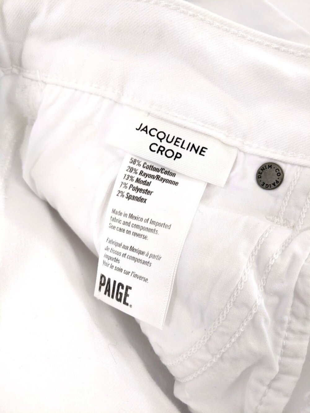 Paige Womens Jacqueline Crop Jeans Stretch Denim in Optic White Size 30 - Picture 6 of 8